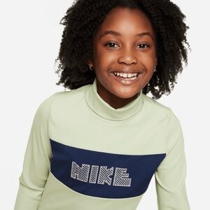 Kids Nike Dri Fit L/S Top -
'Honey Dew/Midnight Navy' Sz M